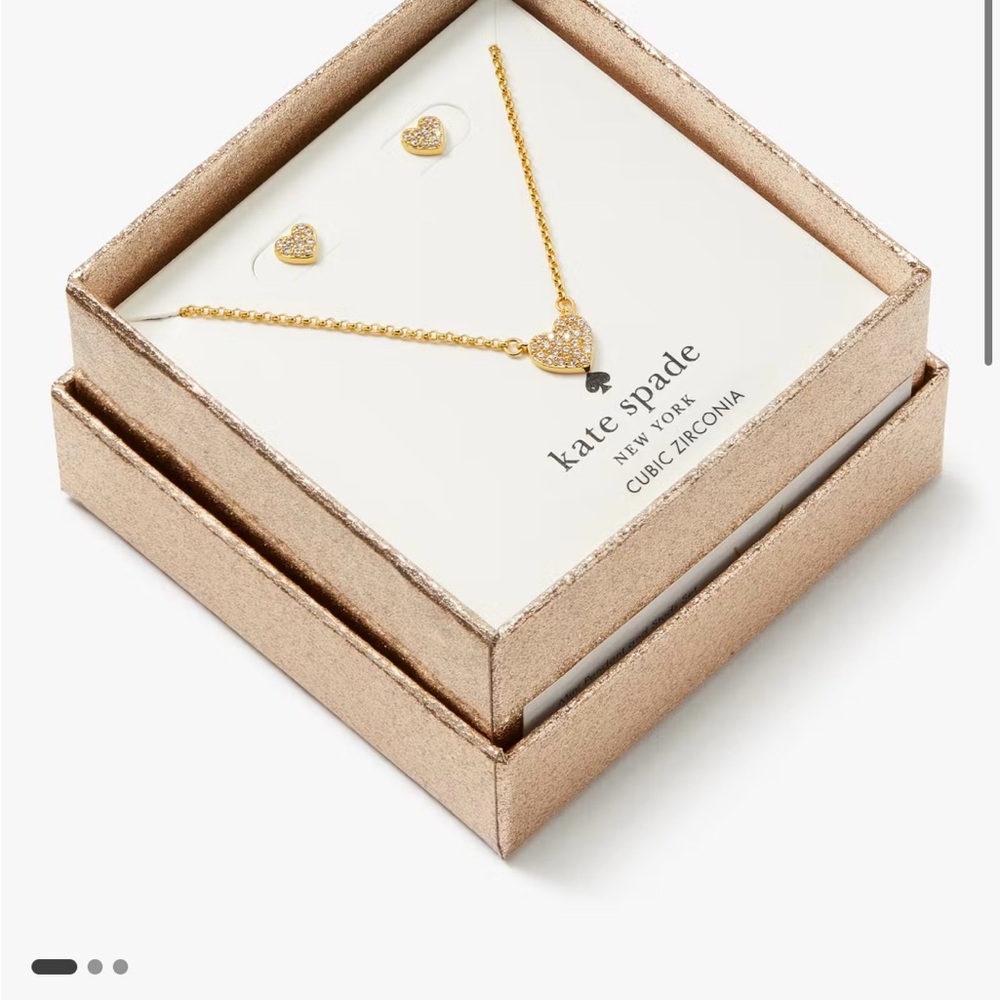 kate spade “yours truly” heart shaped cubic zirconia boxed set
